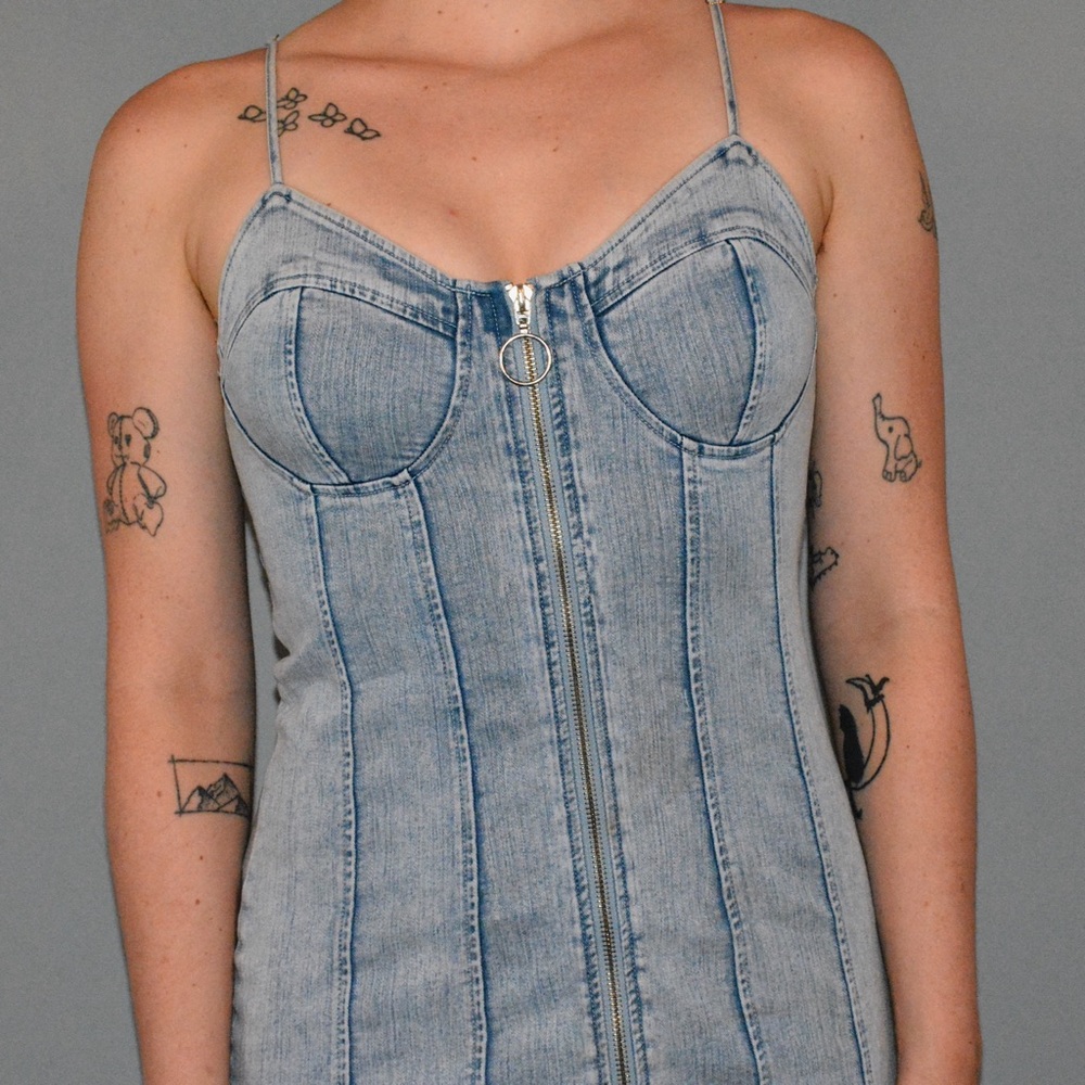 iris 90s styled denim corset/bustier dress